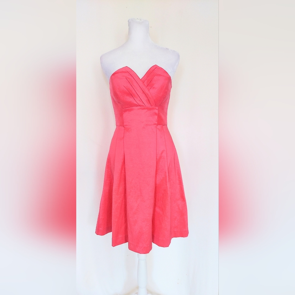 Calvin Klein Strapless Pleated Front Cocktail Formal Dress Pink Size 2 - Picture 1 of 8